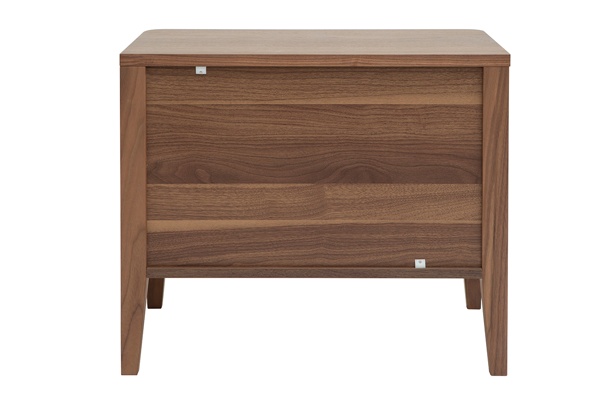 Table de chevet avec rangements 2 tiroirs bois fonc noyer L60 cm BENJA