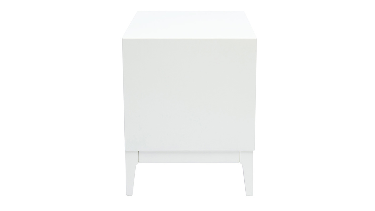 Table de chevet blanche mat et mtal dor avec rangements L60 cm GIANA