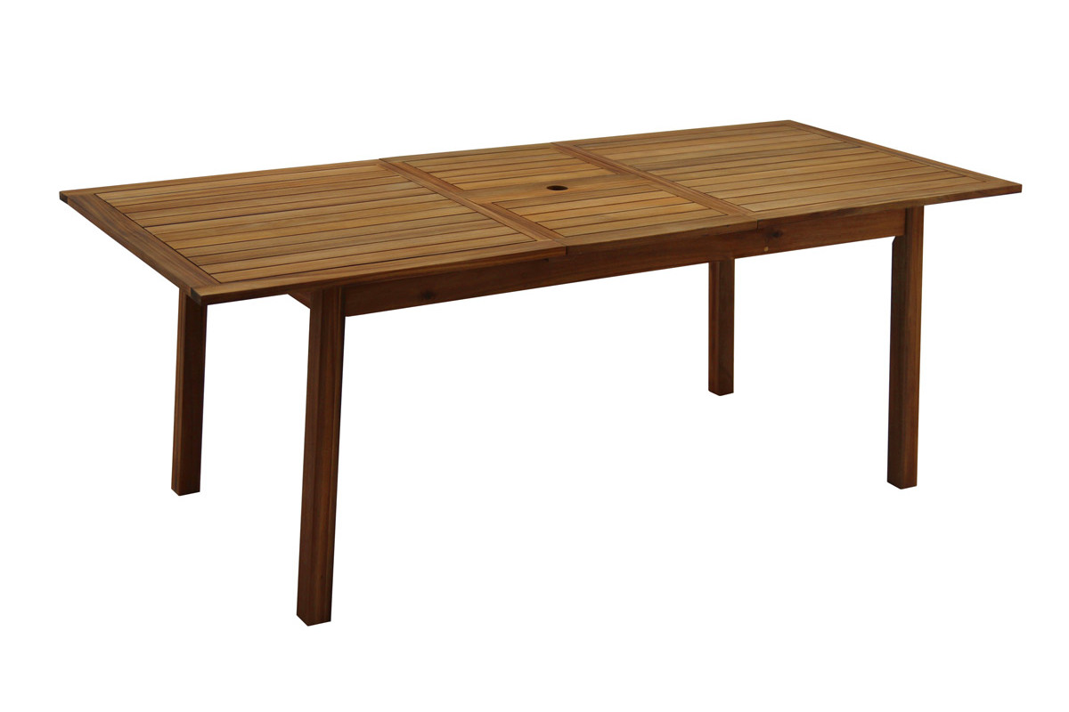 Table de jardin extensible rallonges intgres en bois massif L160-210 cm MAYEL