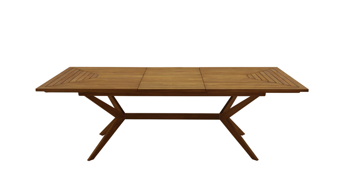 Table de jardin extensible rallonges intgres en bois massif L180-240 cm SANTO