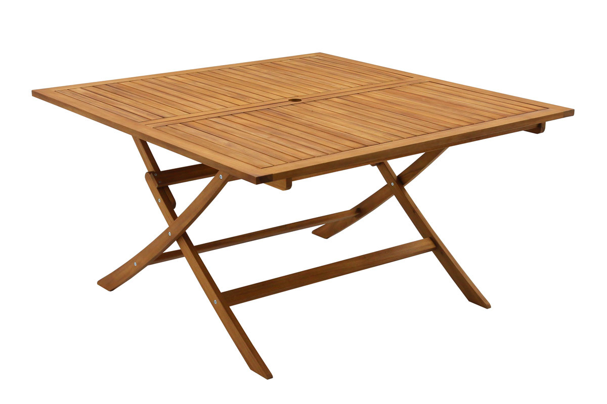 Table de jardin pliante carre en bois massif L140 cm SANTIAGO