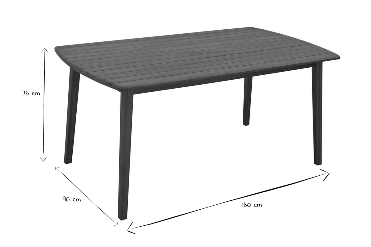 Table de jardin rectangulaire en bois massif L160 cm CANOPEE