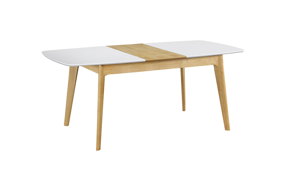 Table extensible rallonges intgres rectangulaire blanc et bois L140-180 cm MEENA