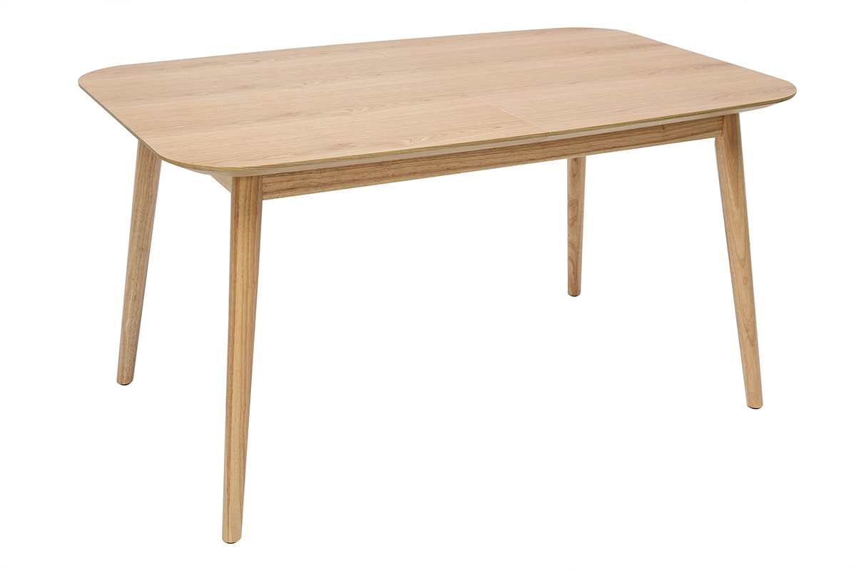 Table extensible rallonges intgres rectangulaire en bois clair chne L140-170 cm ANK