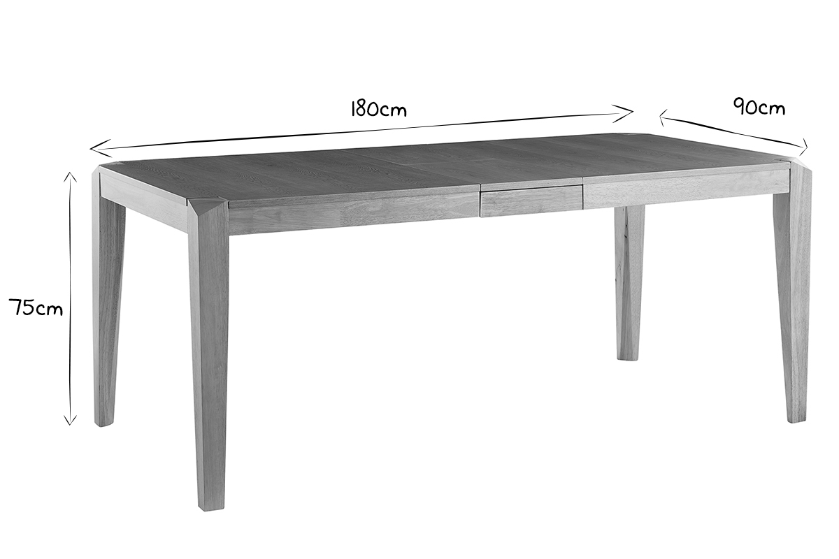 Table extensible rallonges intgres rectangulaire en bois clair L150-180 cm BOLLY