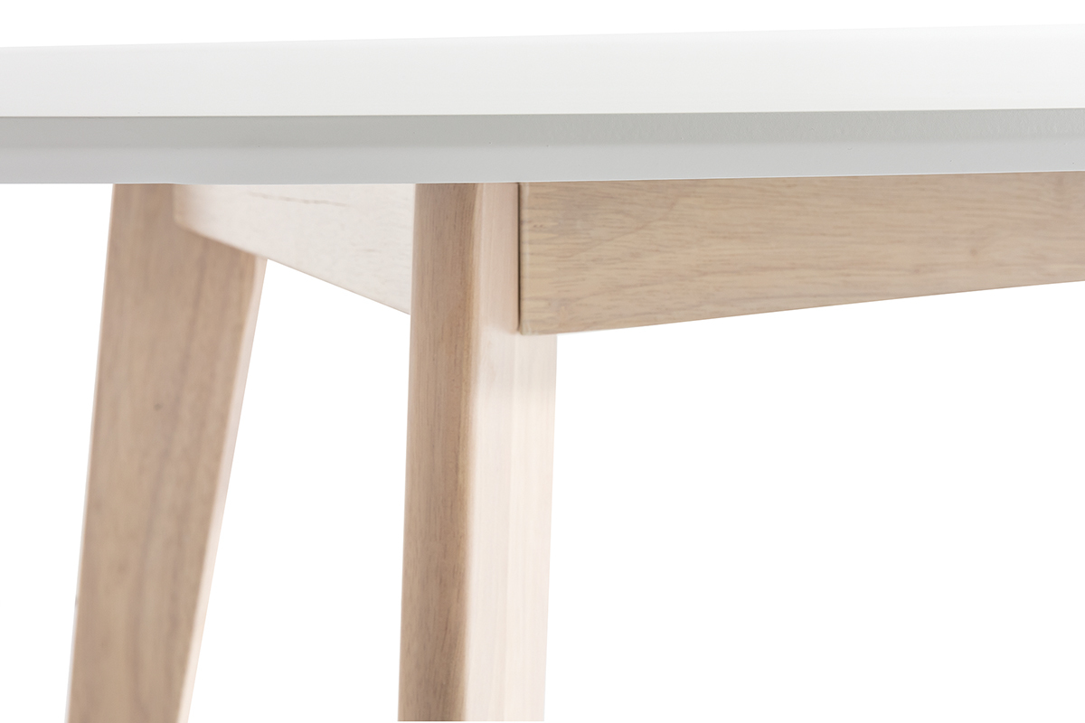 Table scandinave ovale blanche et bois clair L150 cm LEENA