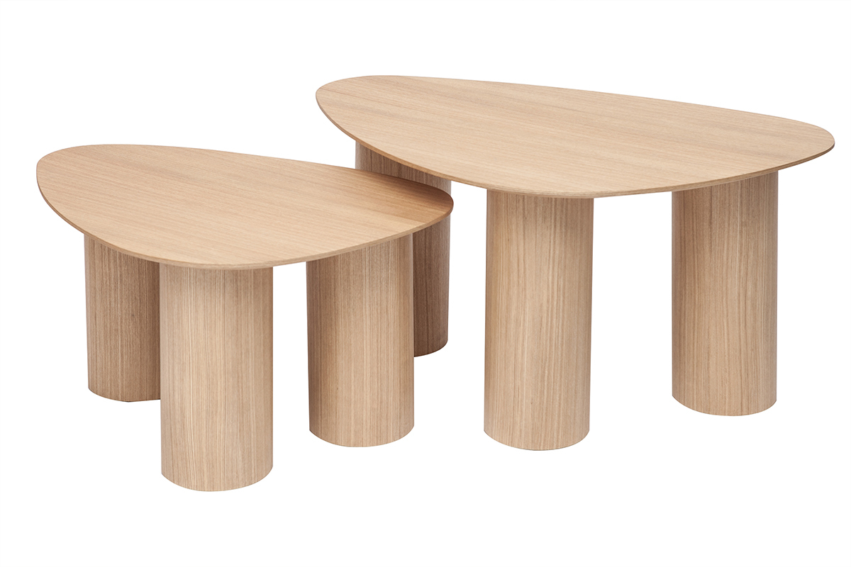 Tables basses gigognes design en bois clair (lot de 2) FOLEEN