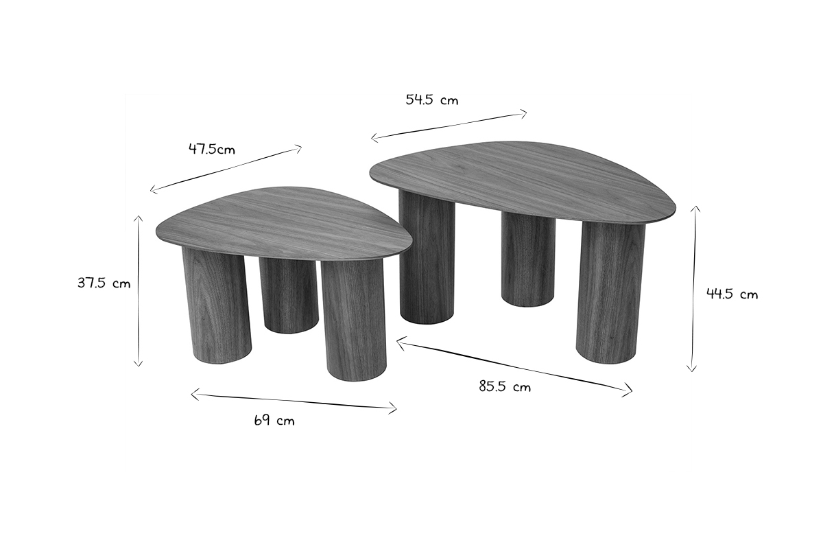 Tables basses gigognes design en bois fonc (lot de 2) FOLEEN