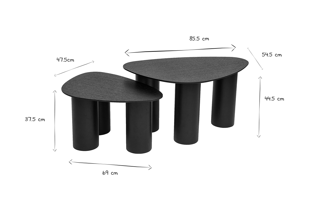 Tables basses gigognes design en bois noir (lot de 2) FOLEEN