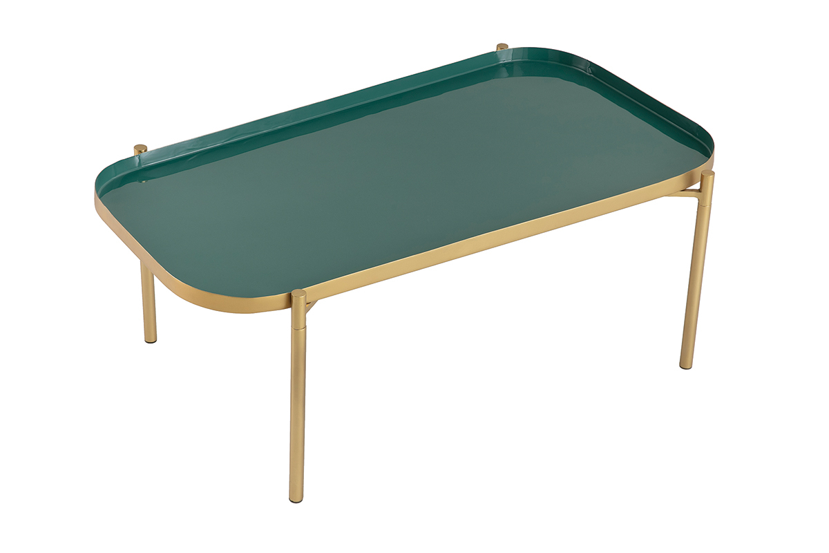 Tables basses gigognes design laques vert et dor (lot de 2) ZURIA