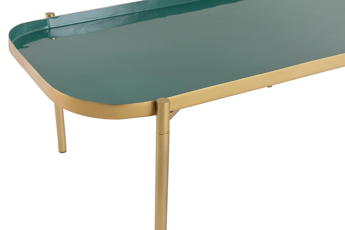 Tables basses gigognes design laques vert et dor (lot de 2) ZURIA