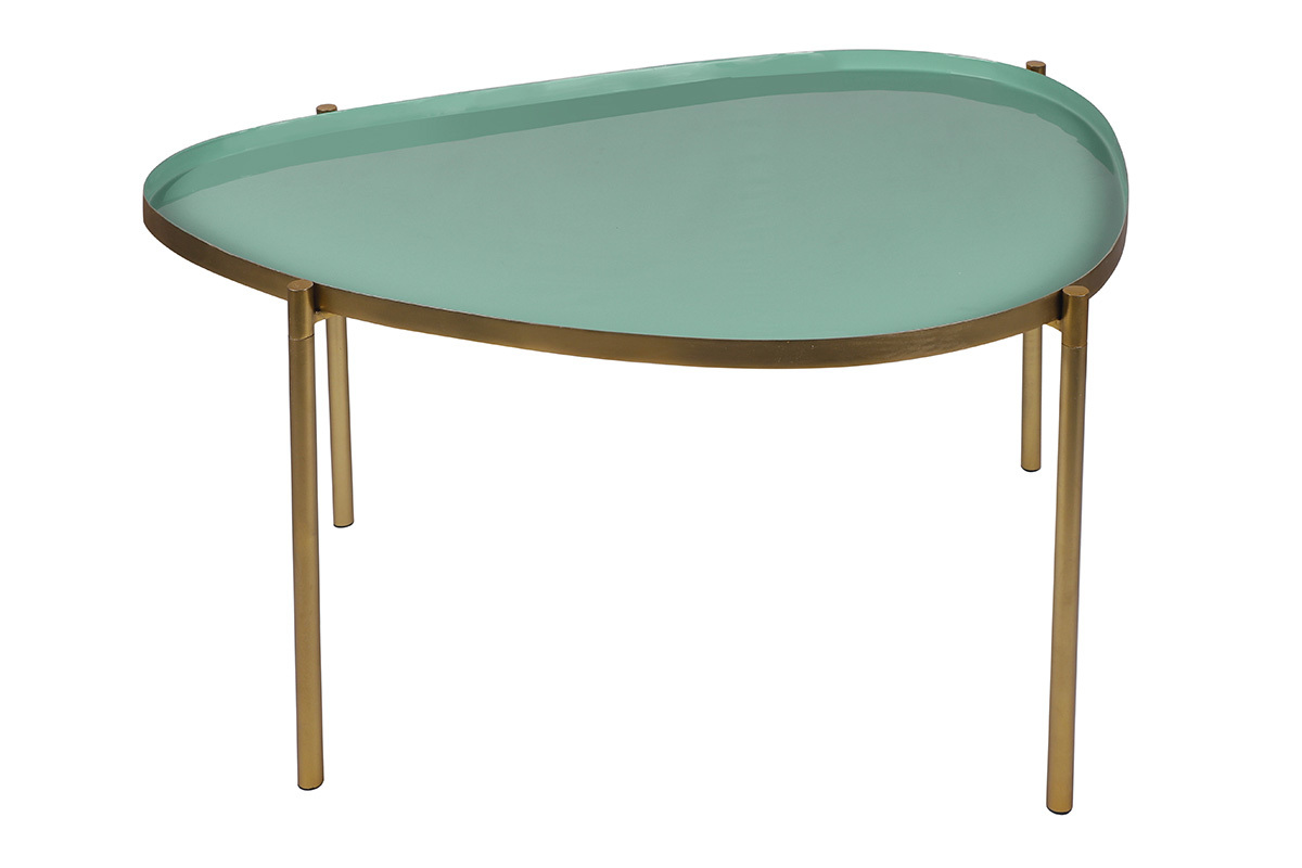 Tables basses gigognes laques vert-cyan et vert (lot de 3) ZURIA