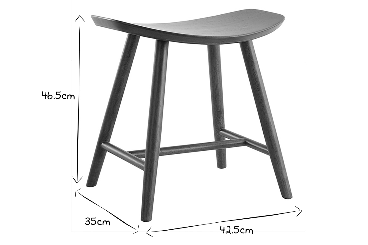 Tabouret bas bois fonc H46.5 DEMORY