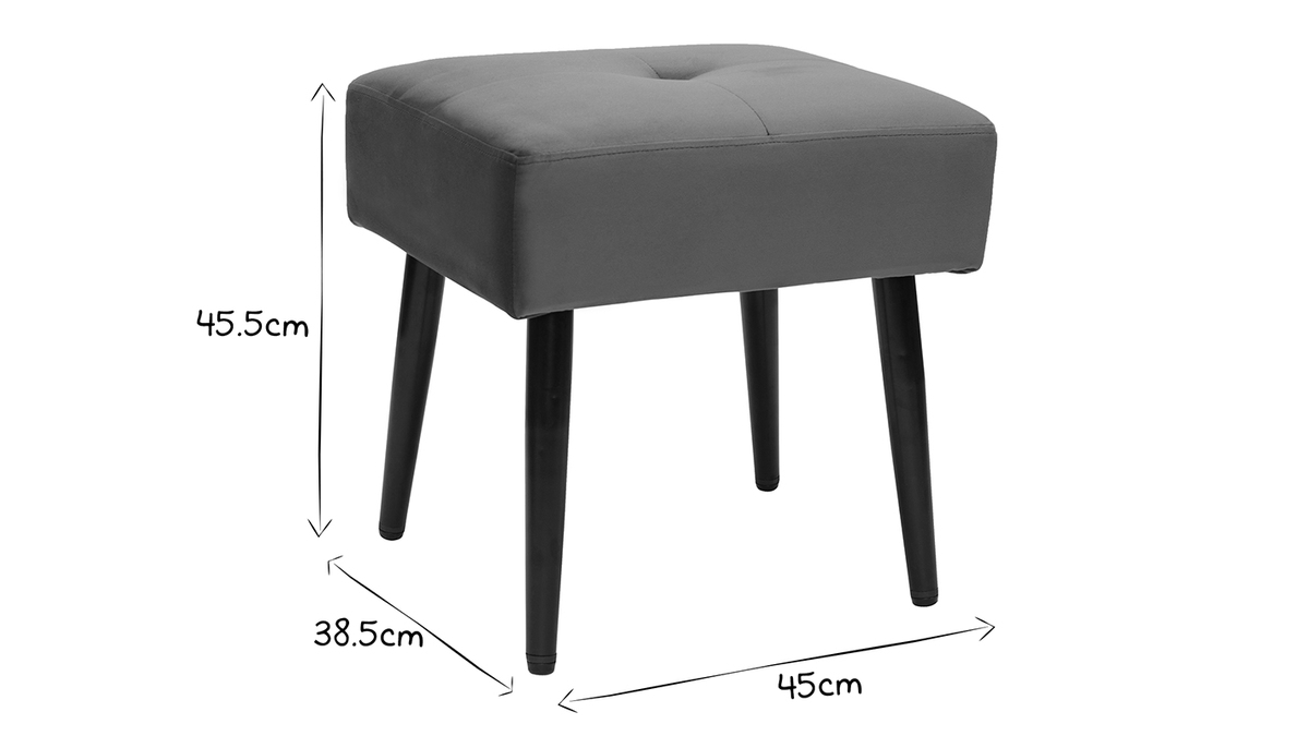 Tabouret bas en velours terre brule et mtal noir H46 cm GUESTA