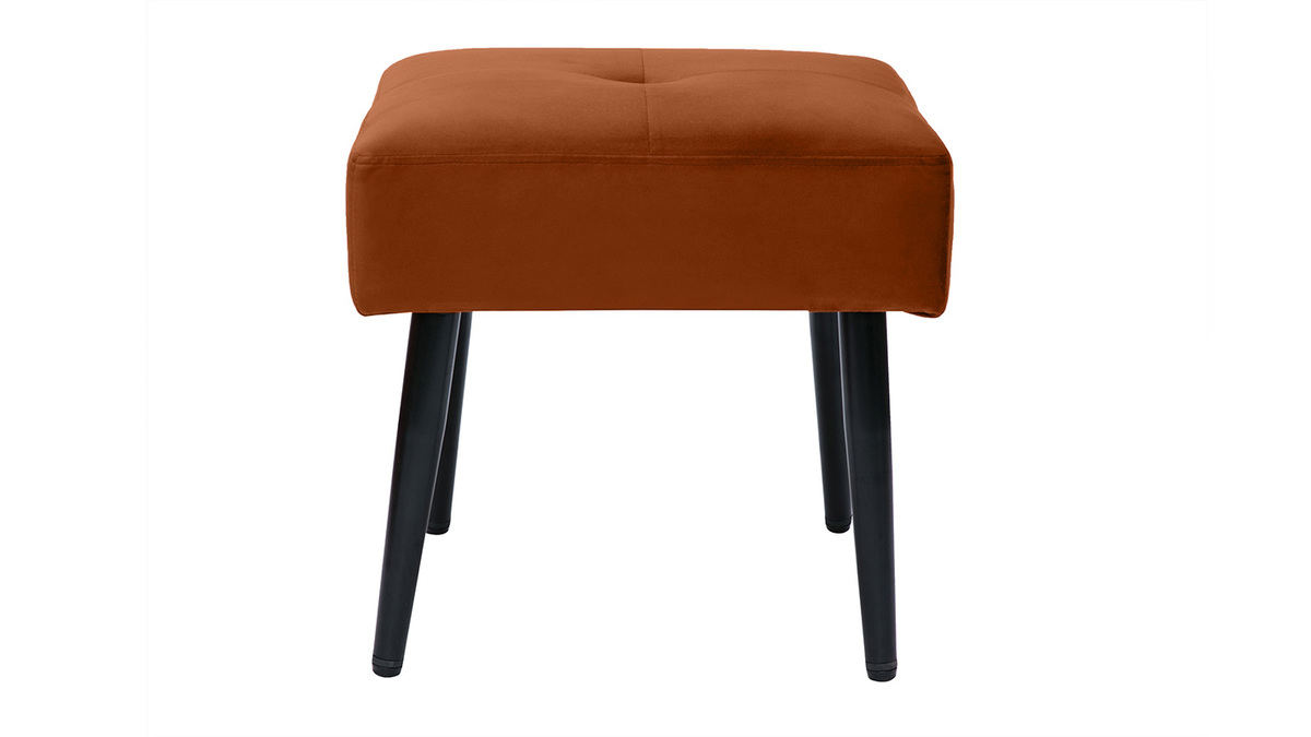 Tabouret bas en velours terre brule et mtal noir H46 cm GUESTA