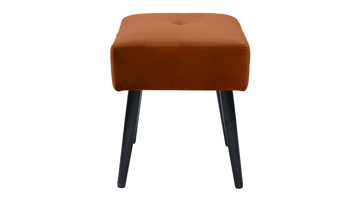 Tabouret bas en velours terre brule et mtal noir H46 cm GUESTA