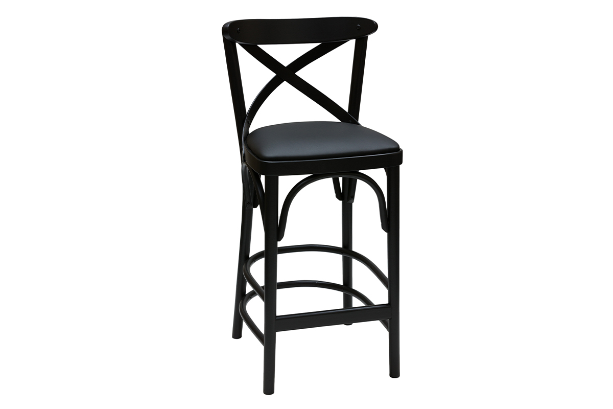 Tabouret de bar bistrot htre massif noir H65 cm MARCEL