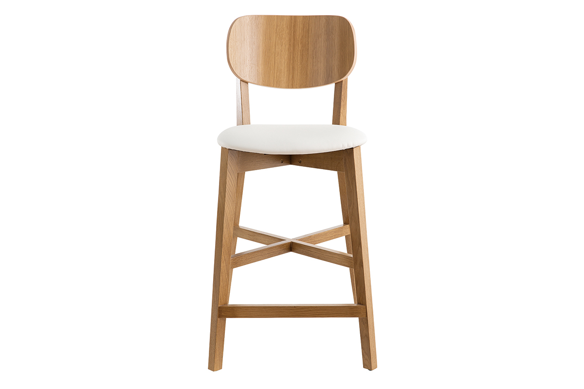 Tabouret de bar bois clair chne et blanc H65 cm LUCIA