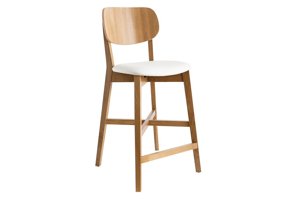 Tabouret de bar bois clair chne et blanc H65 cm LUCIA