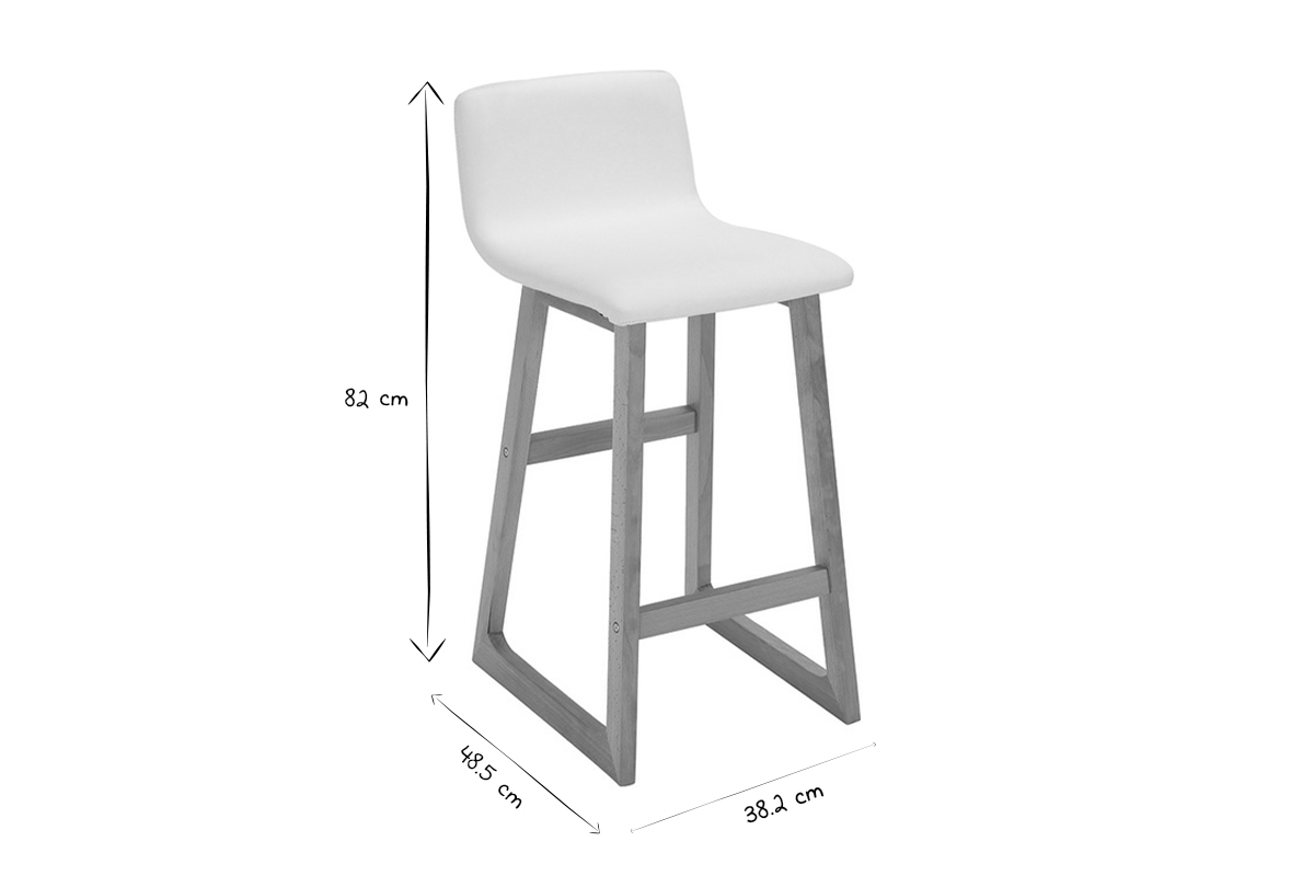 Tabouret de bar bois clair et PU noir 65cm lot de 2 OSAKA