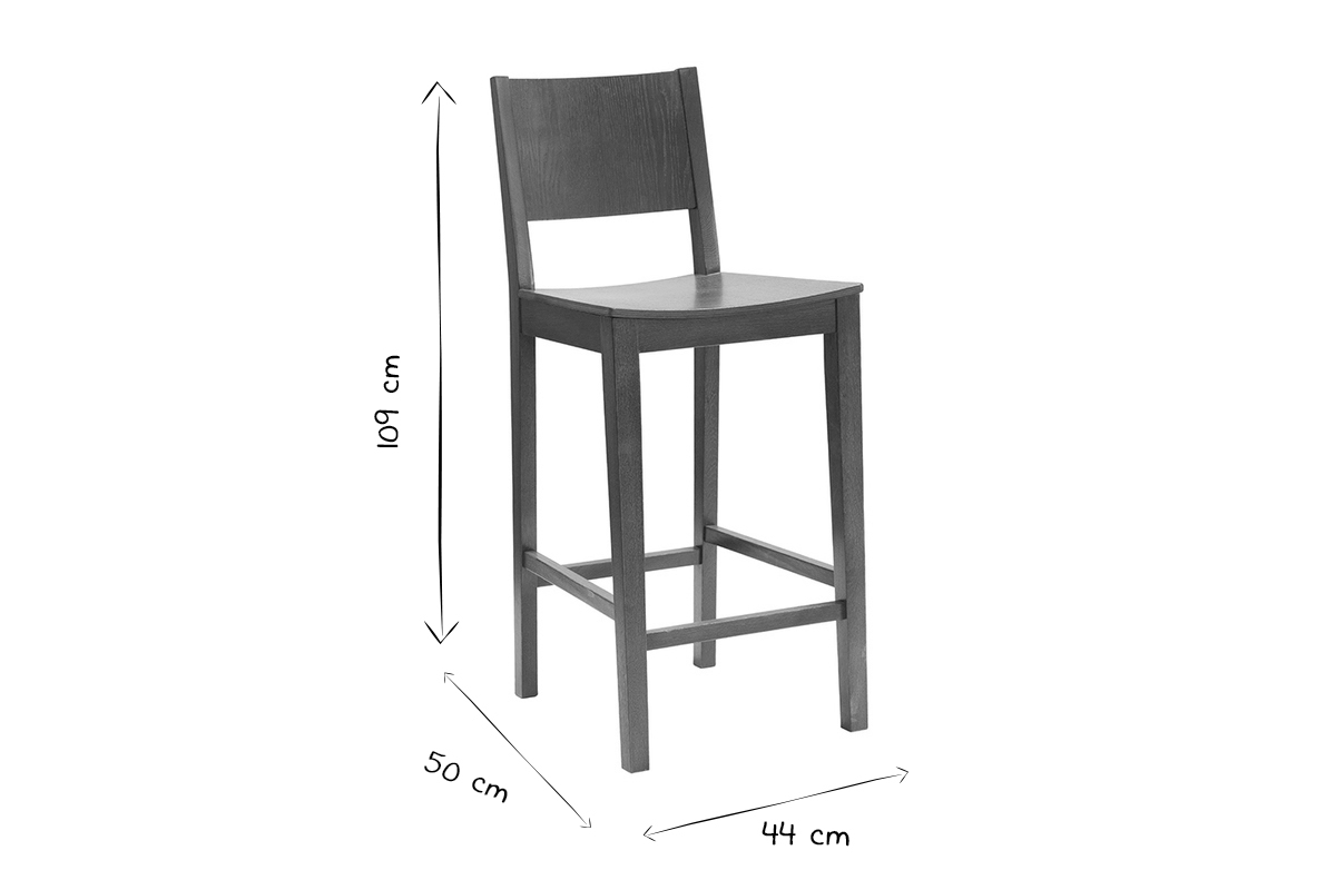 Tabouret de bar bois fonc noyer H65 cm MELVIL