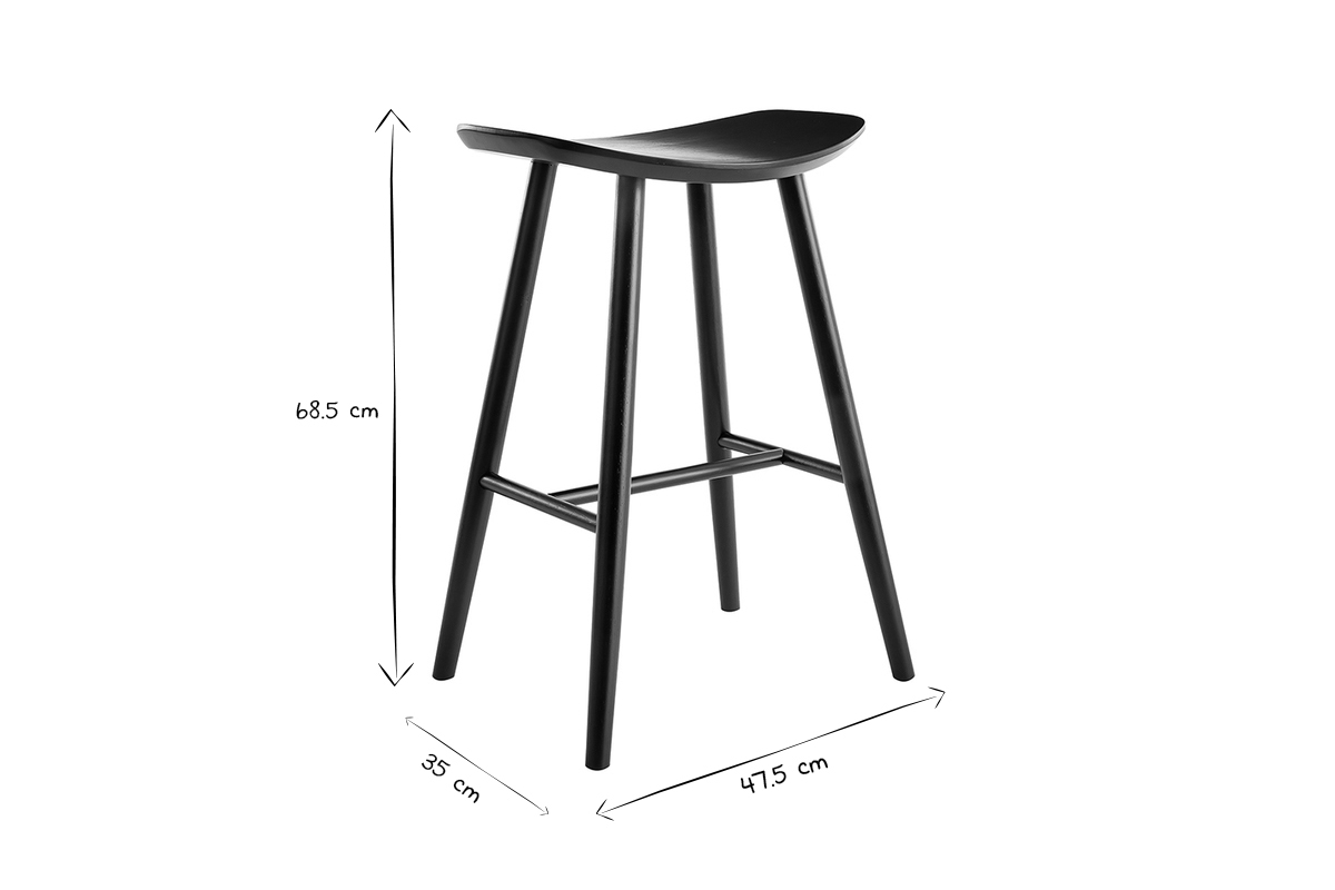 Tabouret de bar bois noir H65 cm DEMORY