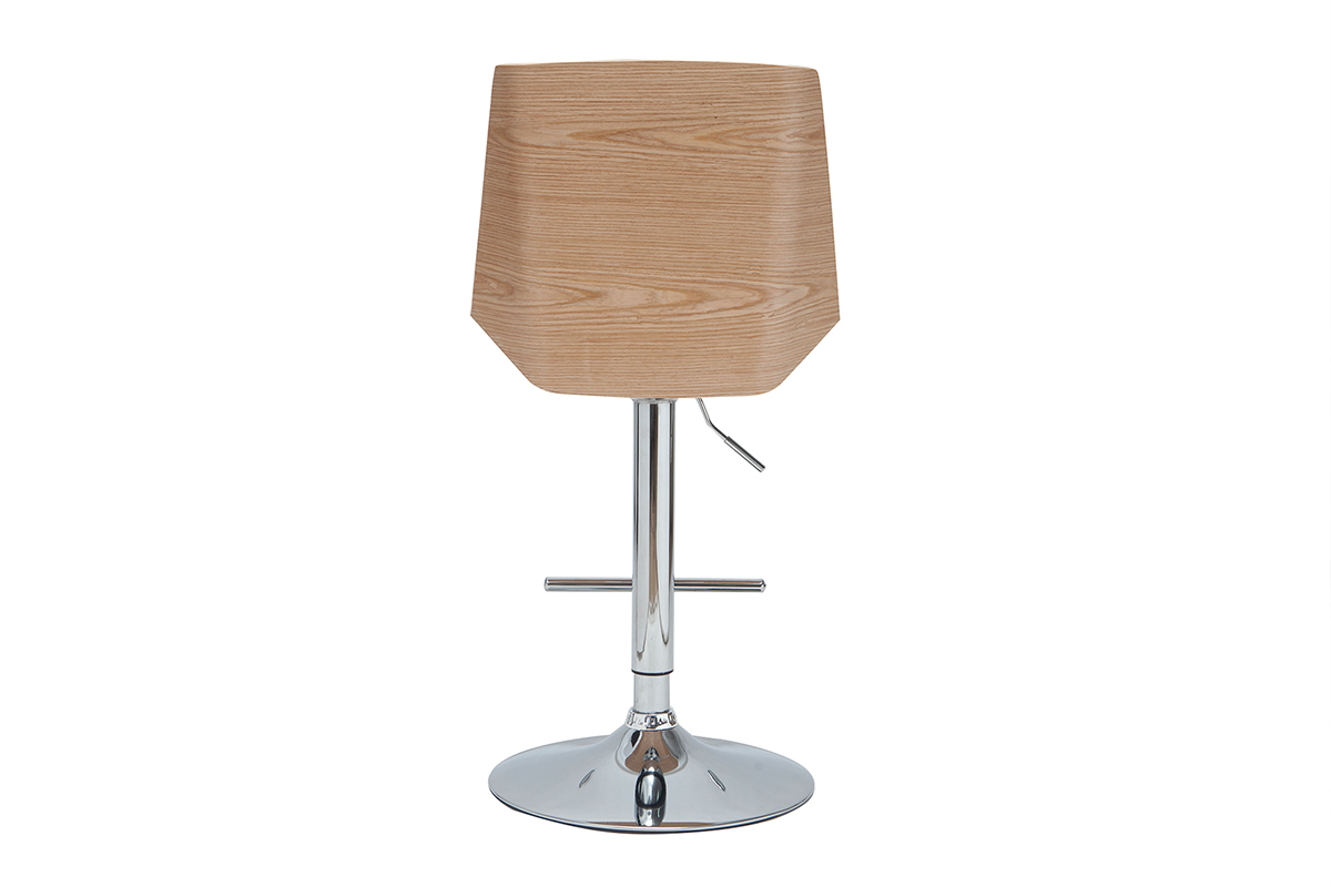 Tabouret de bar design blanc et bois clair MELKIOR