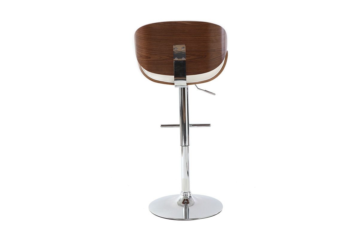 Tabouret de bar design blanc et bois fonc WALNUT