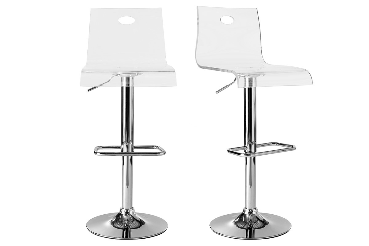 Tabouret de bar design en plexiglas transparent (lot de 2) SATURNE