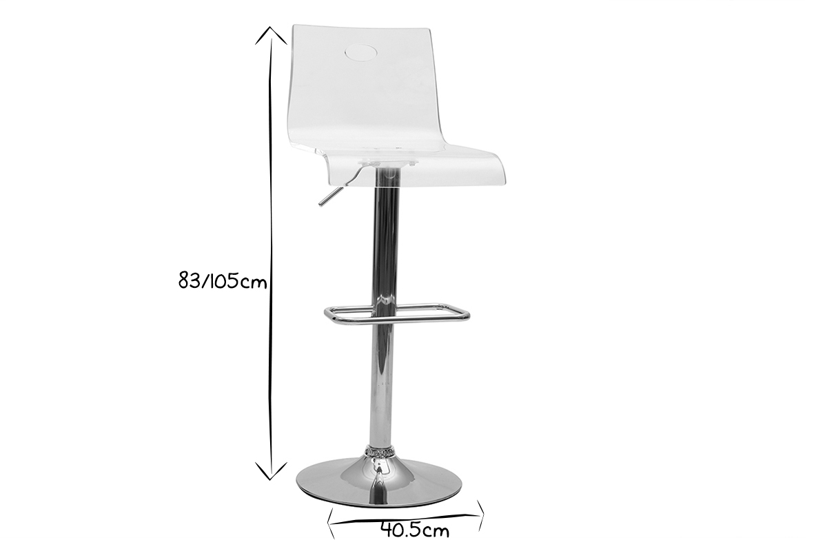 Tabouret de bar design en plexiglas transparent (lot de 2) SATURNE