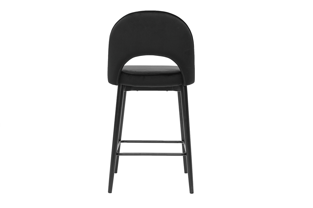 Tabouret de bar design en velours noir et mtal H69 cm BELLEROSE