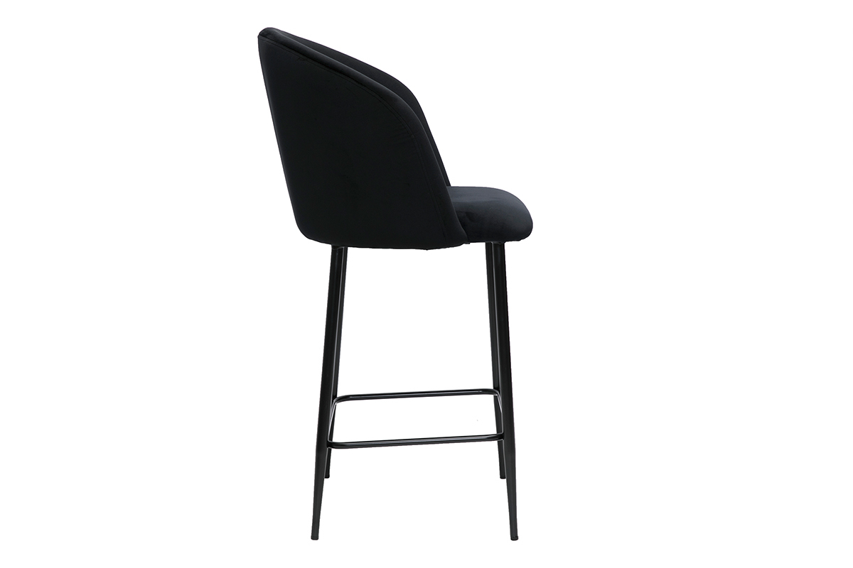 Tabouret de bar design en velours noir H68 cm VANITY