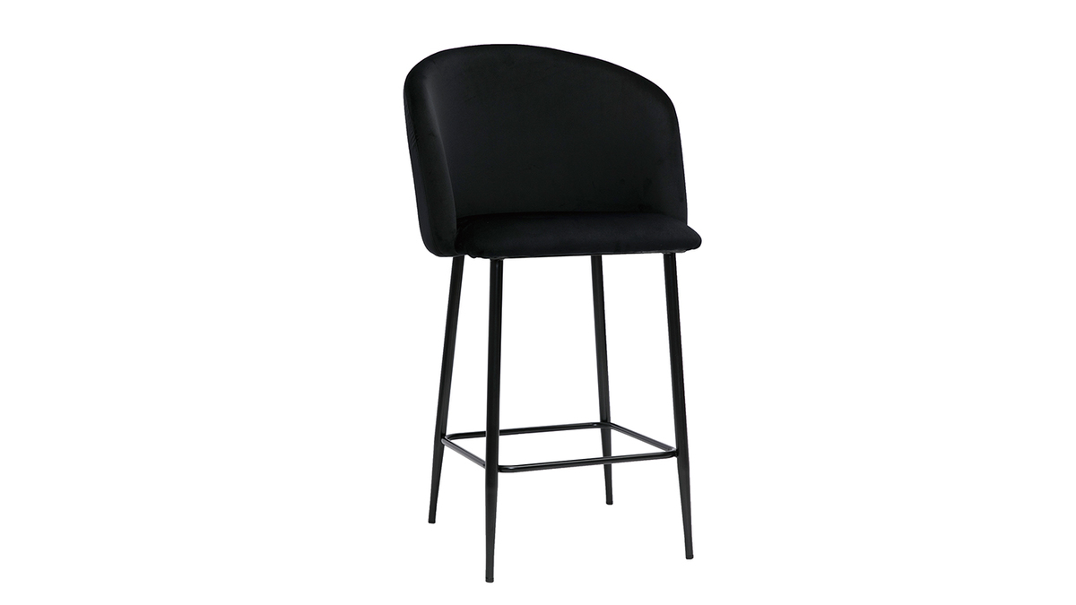 Tabouret de bar design en velours noir H68 cm VANITY