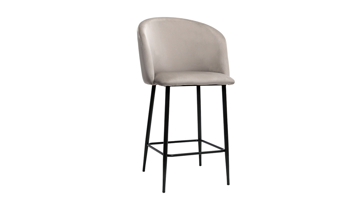 Tabouret de bar design en velours taupe H68 cm VANITY