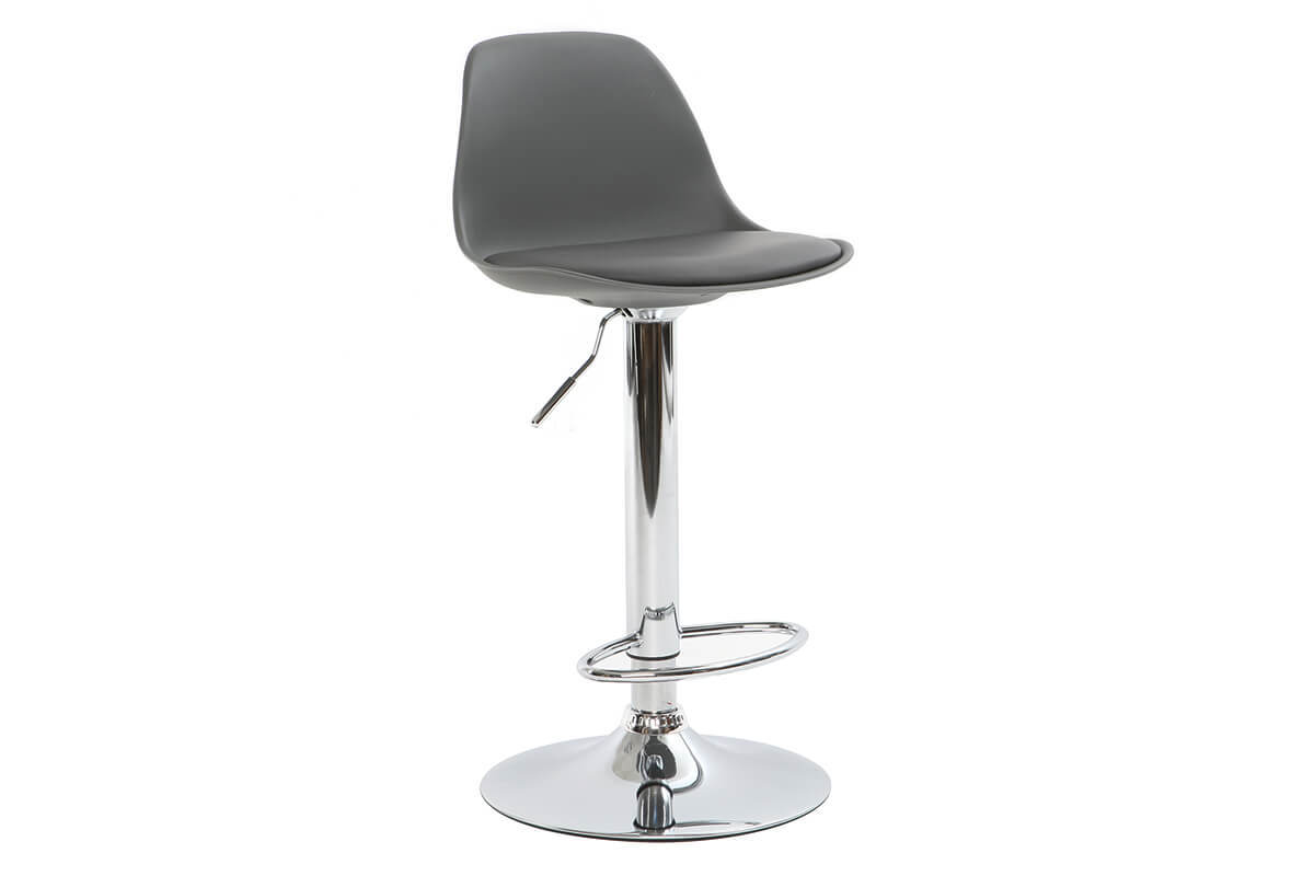 Tabouret de bar design gris (lot de 2) STEEVY