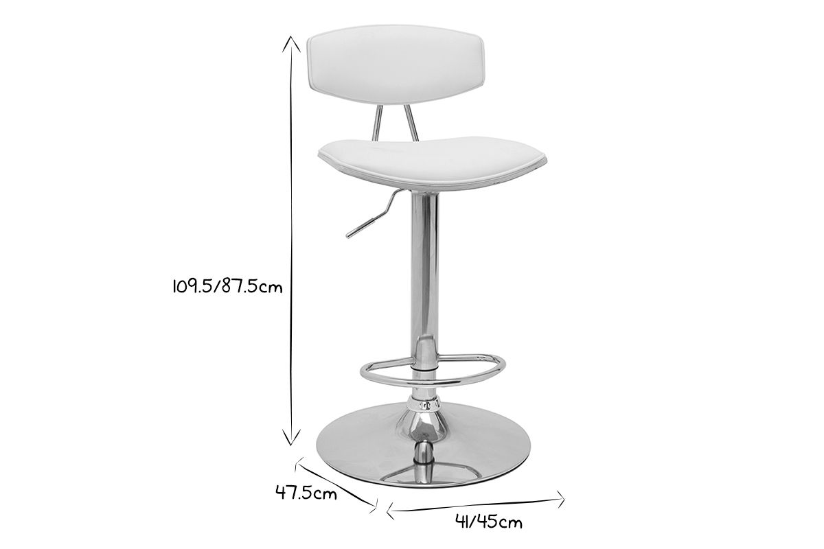 Tabouret de bar design rglable blanc et bois clair VASCO