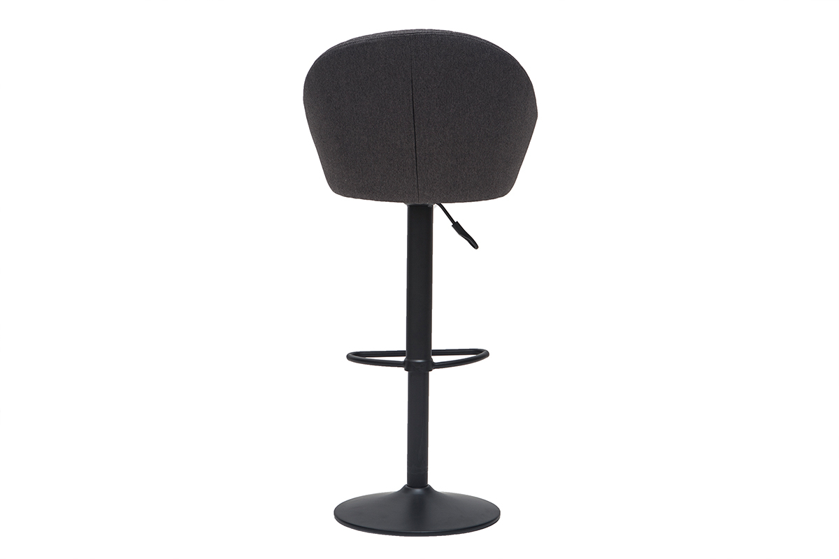 Tabouret de bar design rglable et pivotant en tissu gris fonc IZAAC