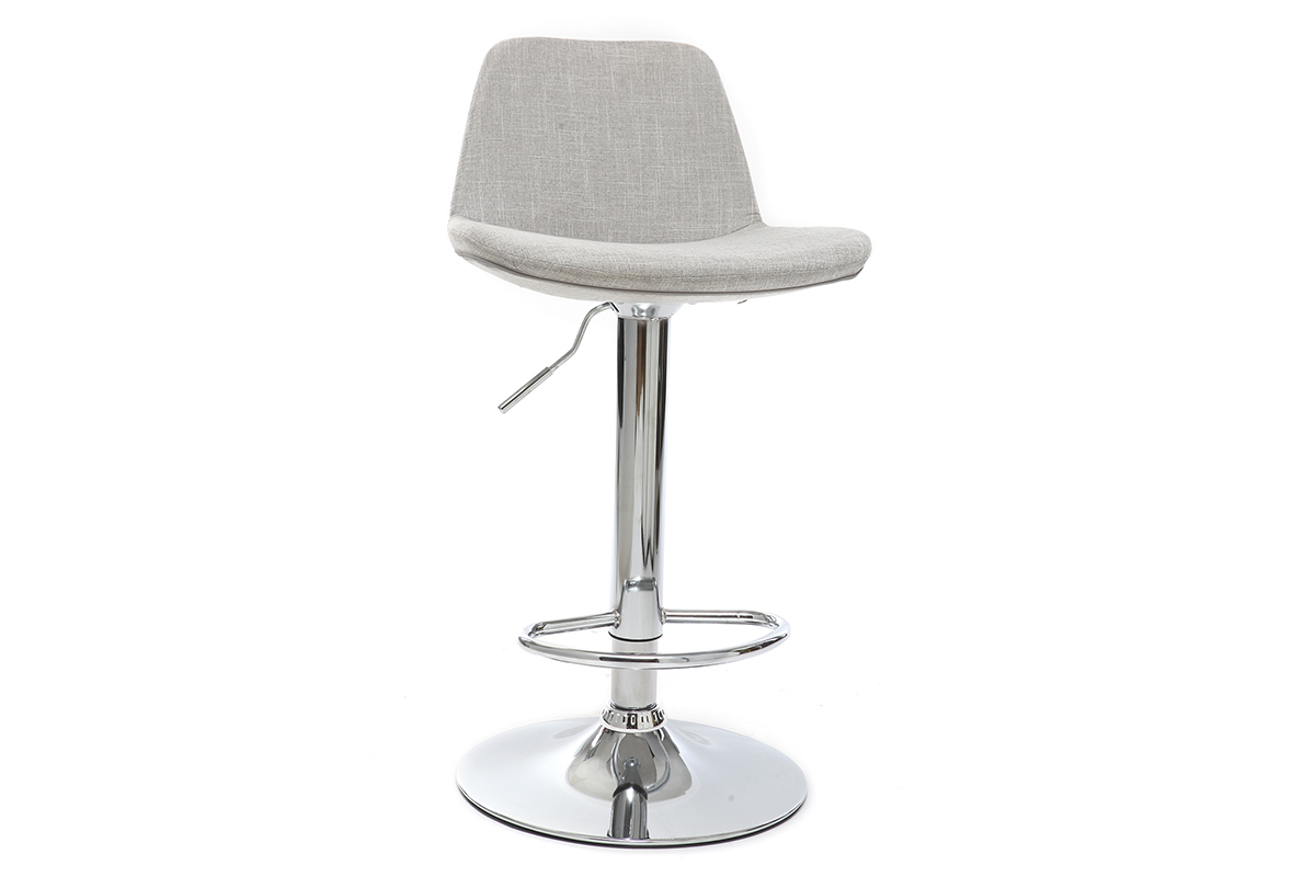 Tabouret de bar design tissu gris clair lot de 2 ZACK