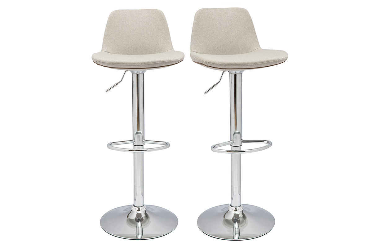 Tabouret de bar design tissu naturel lot de 2 ZACK