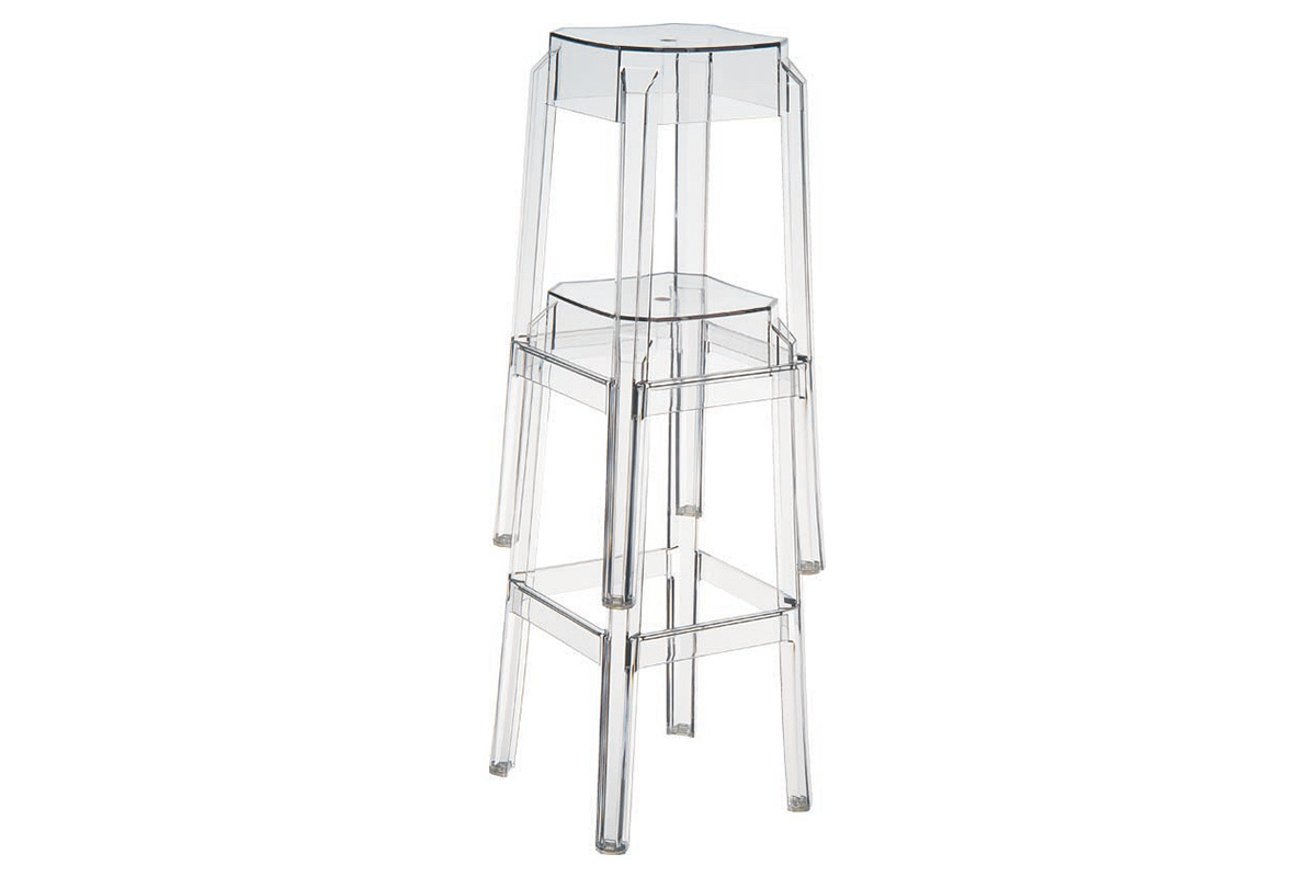 Tabouret de bar design transparent 65cm lot de 2 CLEAR