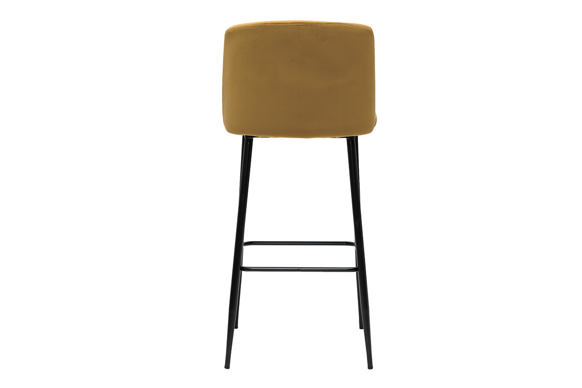 Tabouret de bar fixe velours bronze et pied mtal noir H78 MONTI