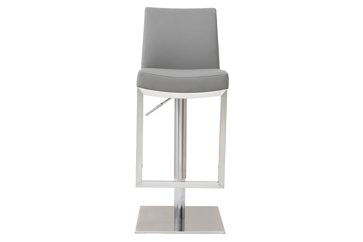 Tabouret de bar relevable gris et acier chrom KYLE