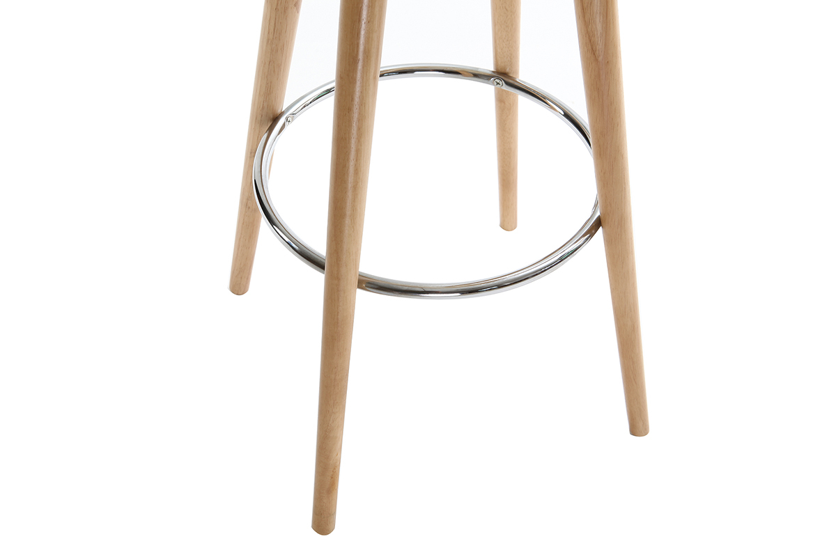 Tabouret de bar scandinave blanc et bois clair 79 cm NORDECO