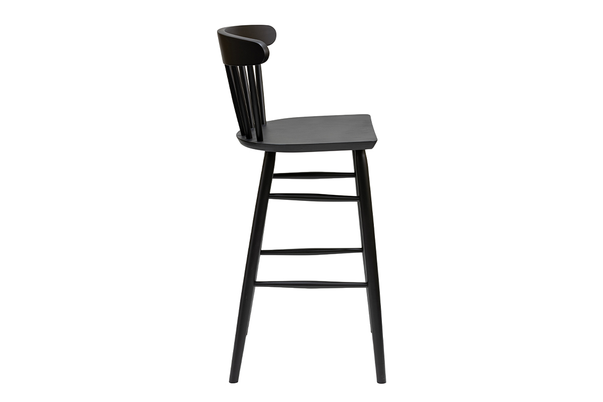 Tabouret de bar vintage  barreaux noir mat H65 cm DARIA