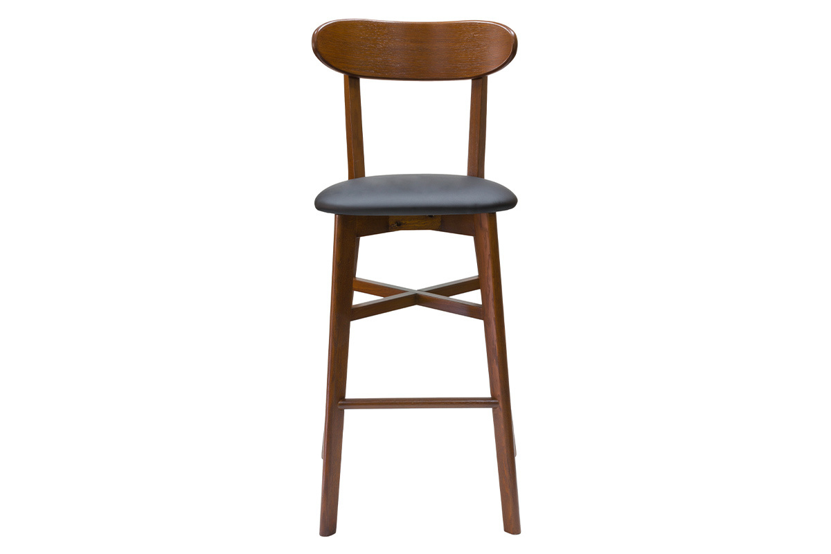 Tabouret de bar vintage noyer et noir H75 cm DOVE