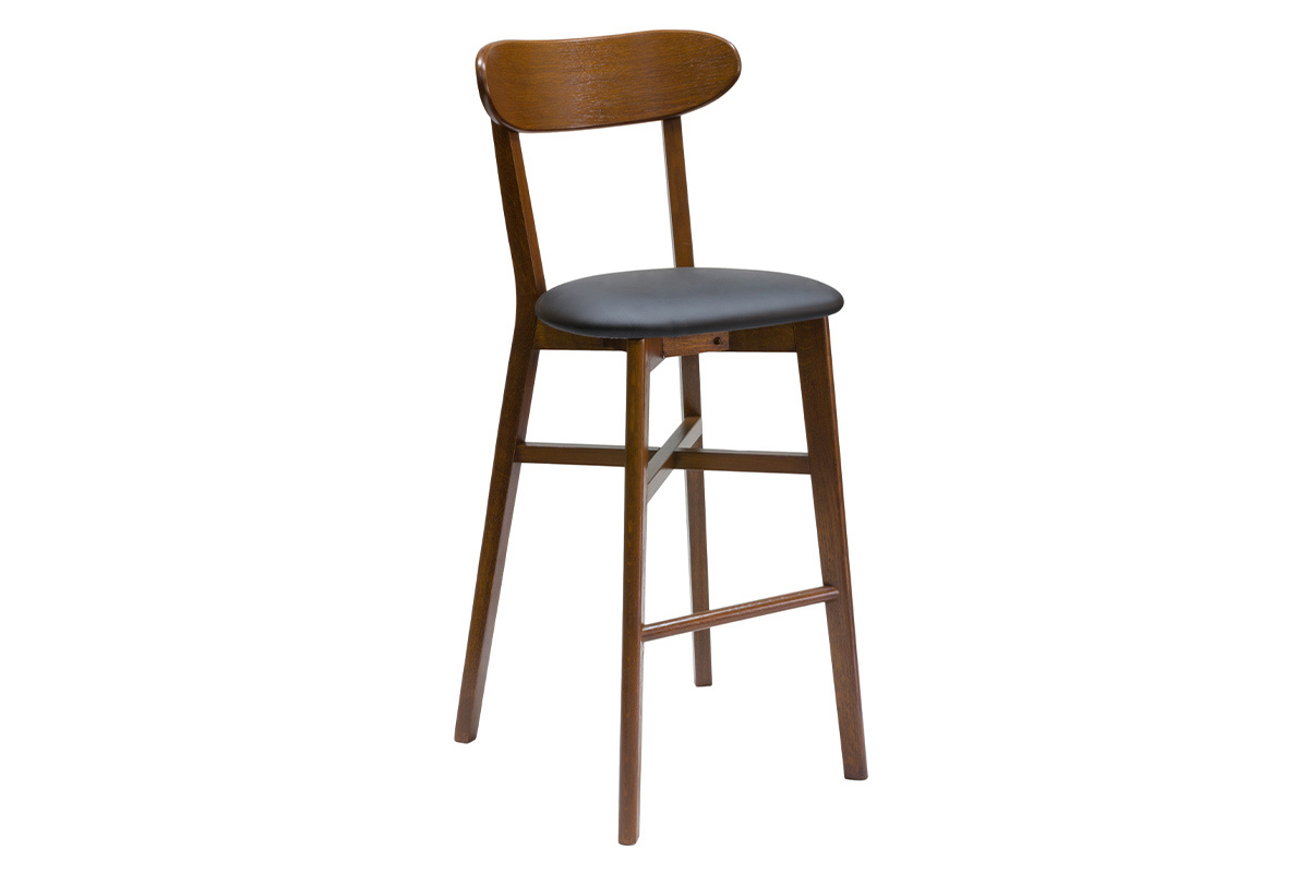 Tabouret de bar vintage noyer et noir H75 cm DOVE