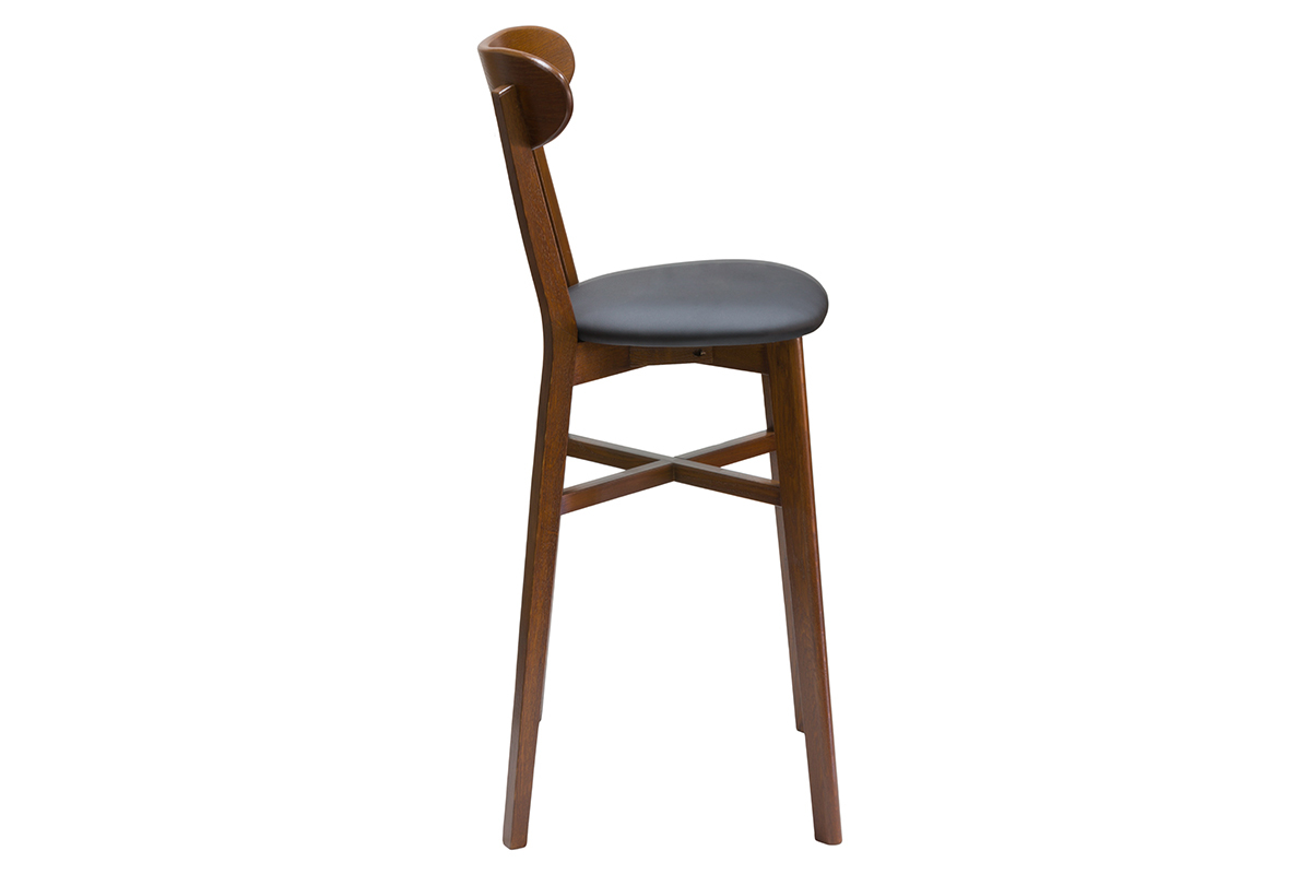 Tabouret de bar vintage noyer et noir H75 cm DOVE