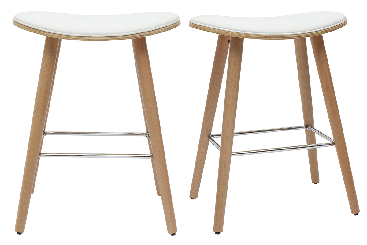 Tabourets de bar bois clair et blanc H65 cm (lot de 2) MEADOW