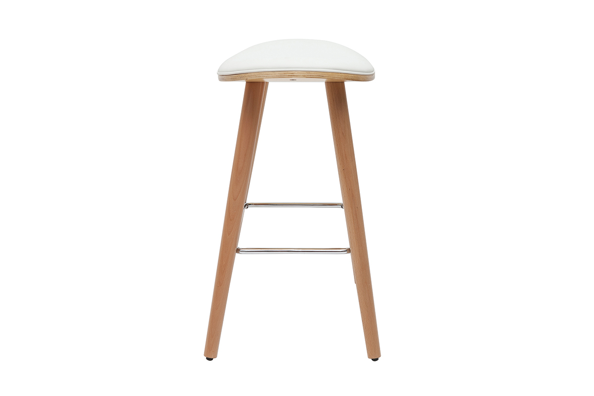 Tabourets de bar bois clair et blanc H65 cm (lot de 2) MEADOW