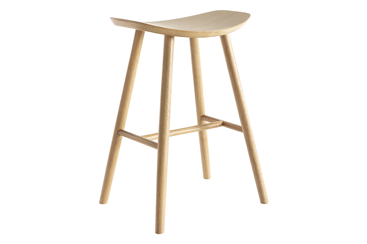 Tabourets de bar bois clair H65 cm (lot de 2) DEMORY